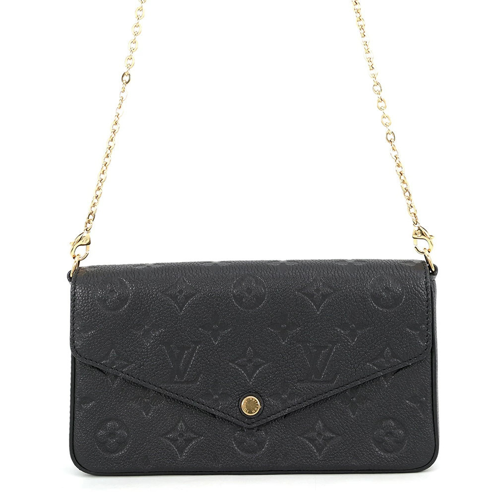 Louis Vuitton Chain Wallet Monogram Empreinte Pochette Pouch Leather Black
